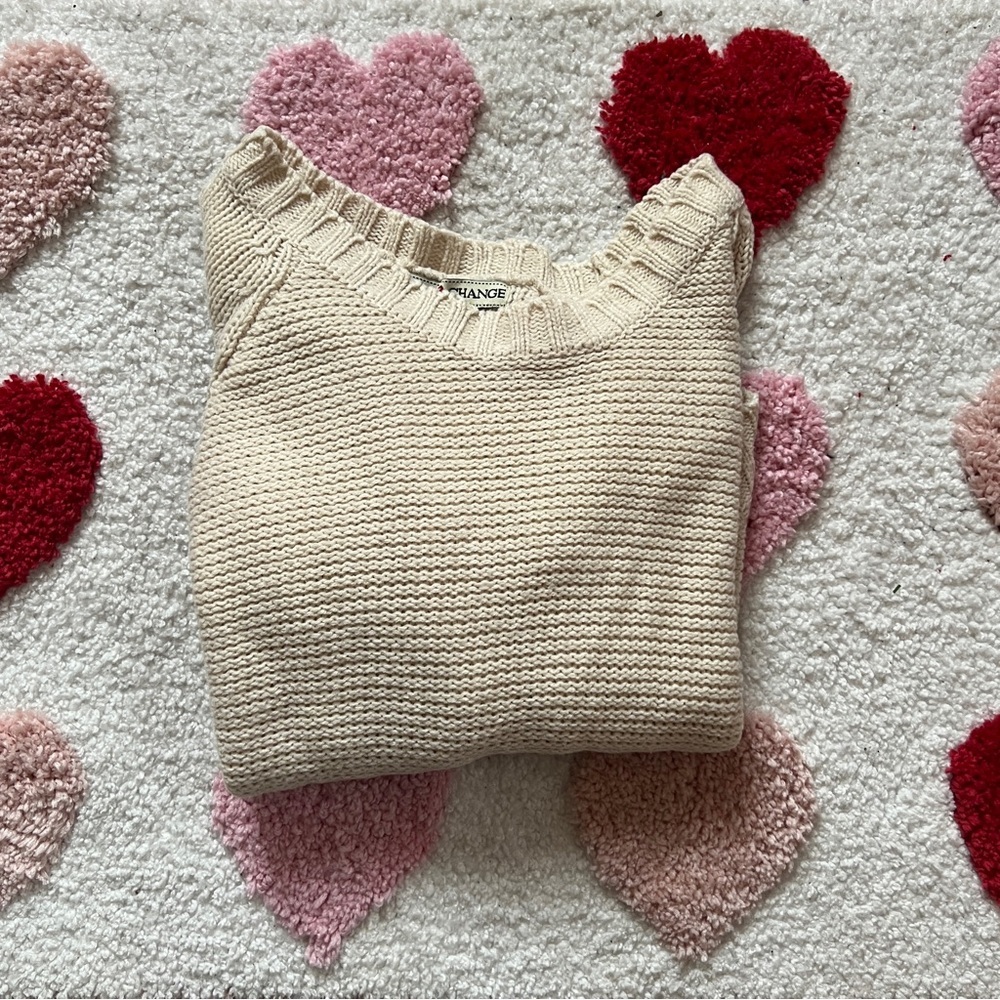 Love Change Women's Cream Crew Neck Knit Sweater